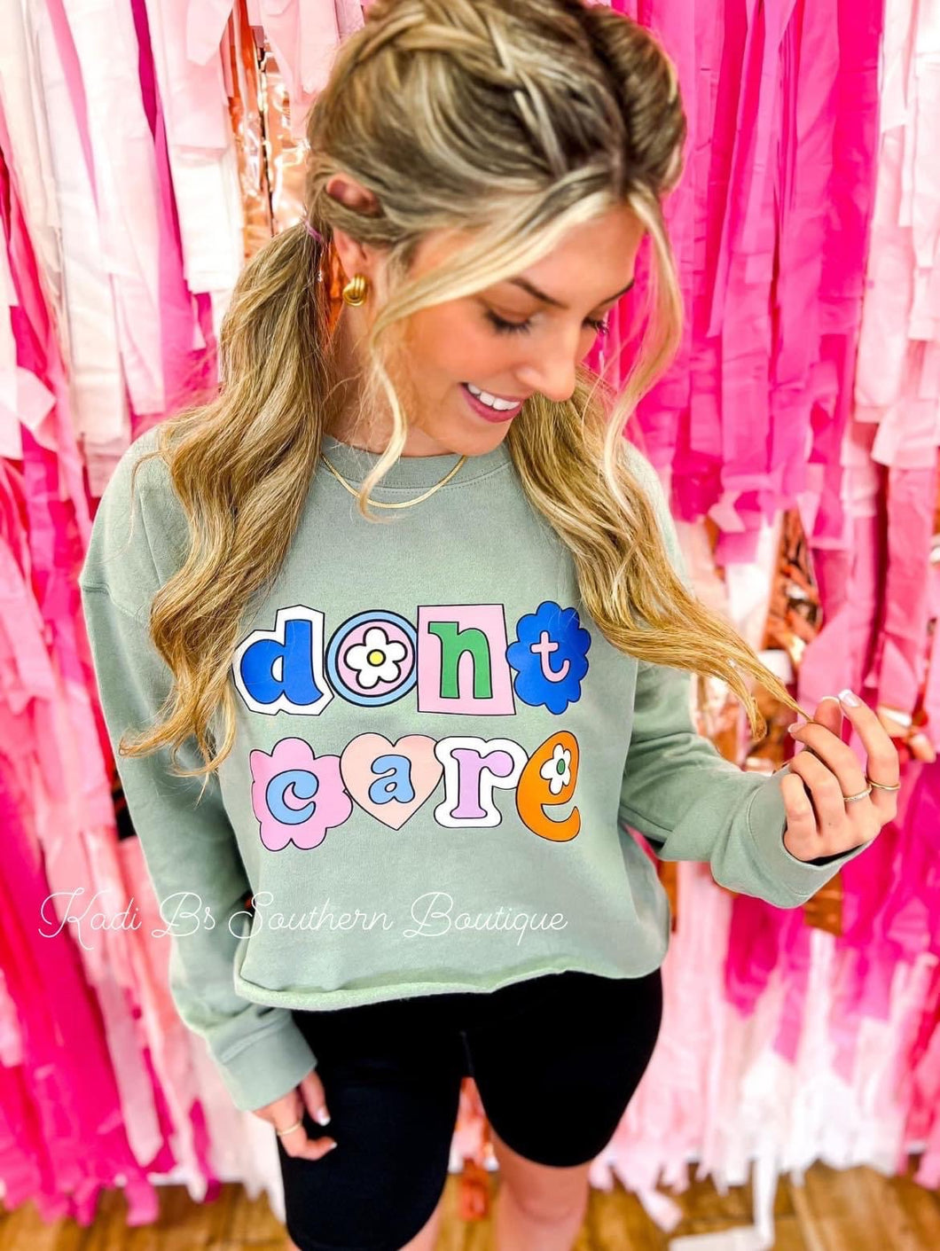 Don’t Care Cropped Sweatshirt