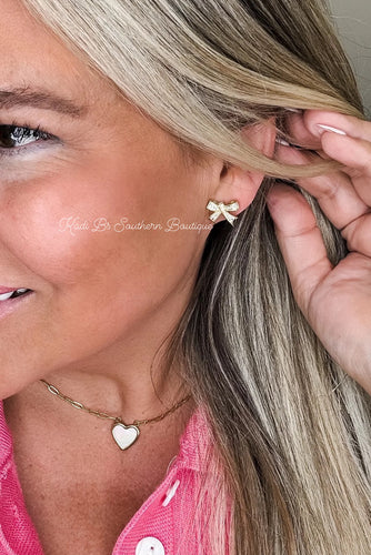 Dainty diamond Bow Earrings