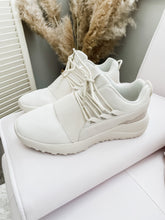 Off white sneakers (slightly shimmered in the back)